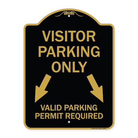 Signmission Parking Area Visitors Parking Only Valid Parking Permit Required with Both Side Down, BG-1824-23469 A-DES-BG-1824-23469